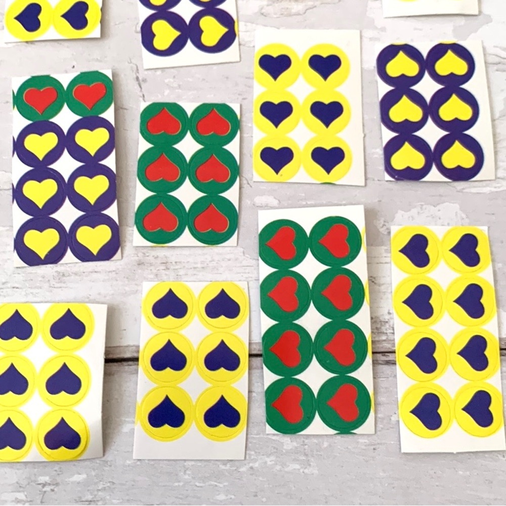 Sticker Bundle Set 200+ Count Hearts Design Blue Green Red Yellow Kids - Picture 2 of 2